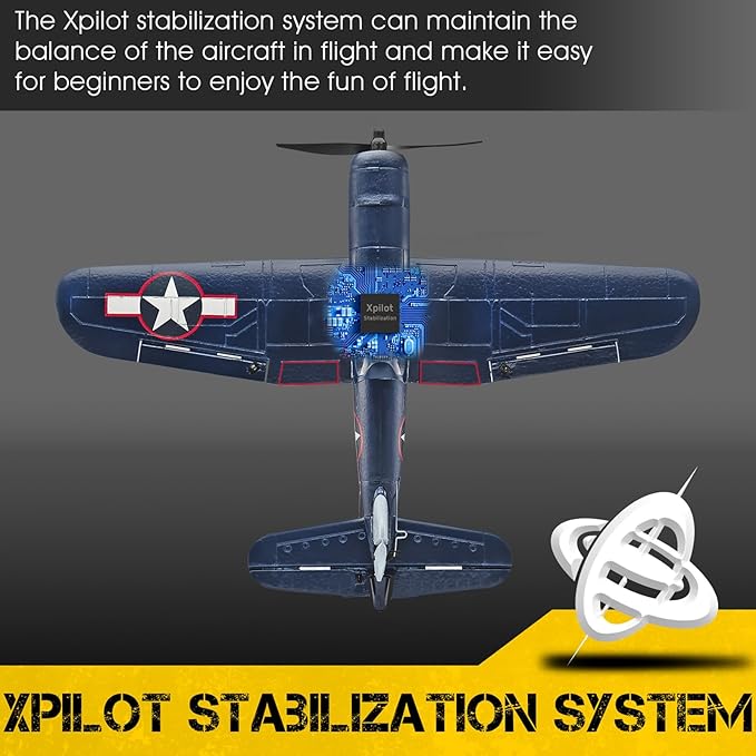 2023 New Upgrade F4U Corsair RC Plane 4 Channel RTF Remote Controlled Aircraft RC Airplane for Beginners Adult with Xpilot Stabilization System &amp One Key Aerobatic