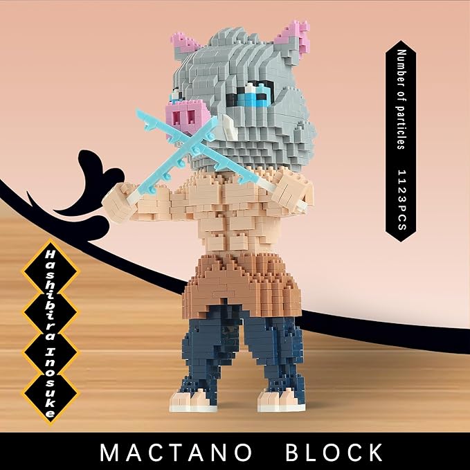MACTANO Anime Demon Figure Micro Mini Building Set Slayer Hashibira Inosuke Building Block Toy for Adult-1123pcs