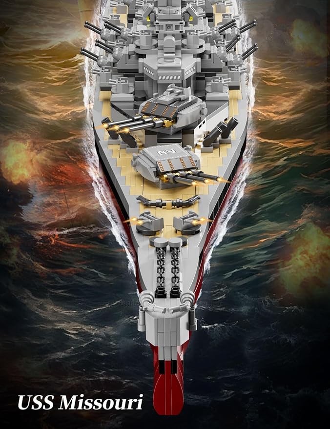 SEMKY Military Series USS Missouri BB-63 MOC Building Blocks and Engineering Toy（2228 Pieces）WW2 Warship for Kid and Military Fan