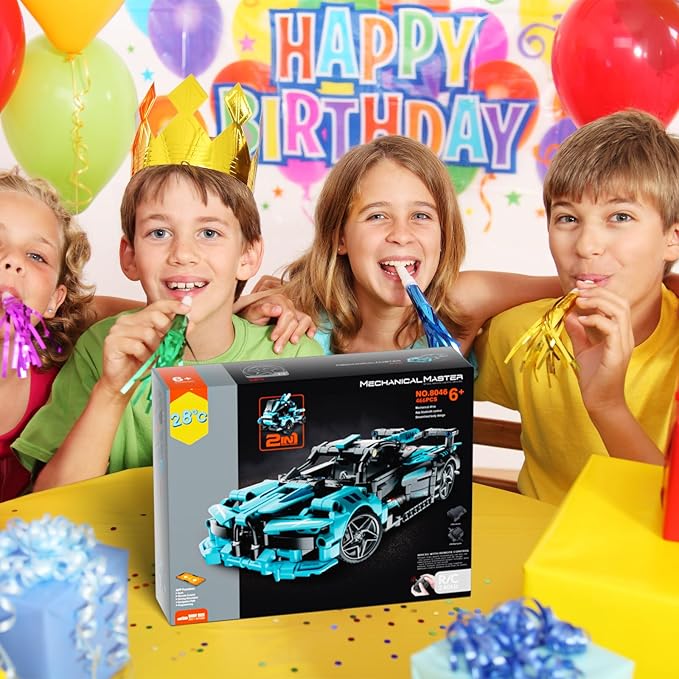 STEM Remote Control Car Building Kit Toys for Kids Age 8-12 with 2in1 STEM Robots Building Set Remote &amp APP Controlled Car/Robot RC Car Toy Set for Boys Girls 466 Pcs (Dark Cyan)