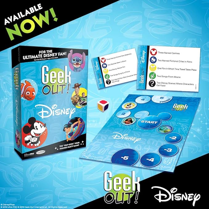 USAOPOLY Geek Out! Disney Party Game | Enchanting Version of Popular Geek Out Board Game | A Trivia Bluffing Game Featuring Favorite Disney Characters | Perfect for Fun Family Board Game Night |