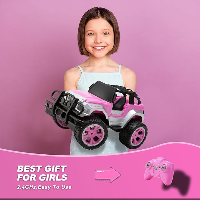 Remote Control Car for Girls Pink RC Car with Doll and Sticker for Ages 6-10 Years Old Girls 80 mins with Rechargeable Battery 1:16 Scale 2.4GhzOX11S Perfect Christmas Birthday Gifts for Grils