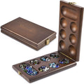 AMEROUS Wooden Mancala Board Game Set with 72+8 Bonus Multi Color Glass Stones - Folding Board - Mancala Instructions Classic Family Board Game for Kids Adults Tabletop Version