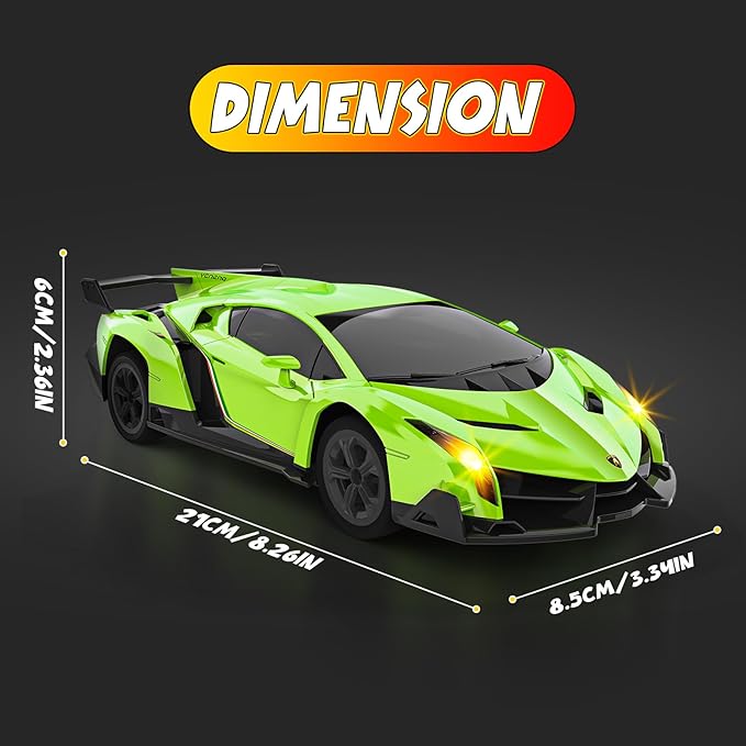 1:24 Lamborghini RC Cars - Dift Cars Licensed Lambo Remote Control Car with Dift Tyles &amp Road Blocks 2.4GHz Fast Speed Toy Car Christmas Toys GIFS for Kids Age 5+ Years Old (Green)