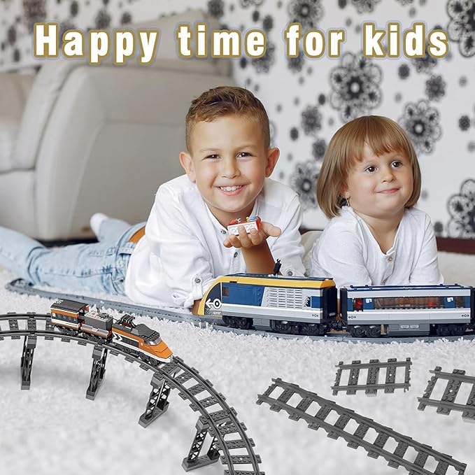 212 Pcs City Train Tracks Building Block Set Compatible with LegoTrain Tracks Accessories SetTrain Track Bridge Uphill and Downhill Set