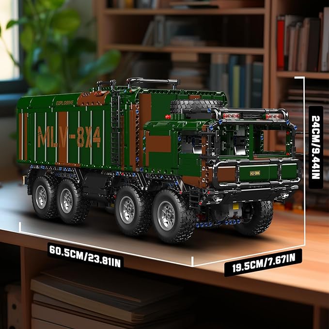 Mould King 20045 Military Vehicles Building Blocks Set RC Heavy All-Terrain Vehicle Box-Style 8X4 Missile Army Truck with 4 Motors Gift for Age 14+/Adult Collections Enthusiasts(4854+ Pieces)