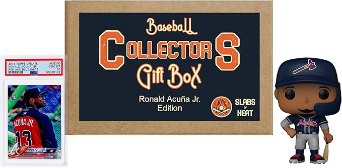 Baseball Collector's Mystery Gift Box: Ronald Acuna Jr Edition│ONE PSA Graded Baseball Card &amp ONE Authentic Funko Pop │Ideal Gift for Collectors &amp Baseball Fans