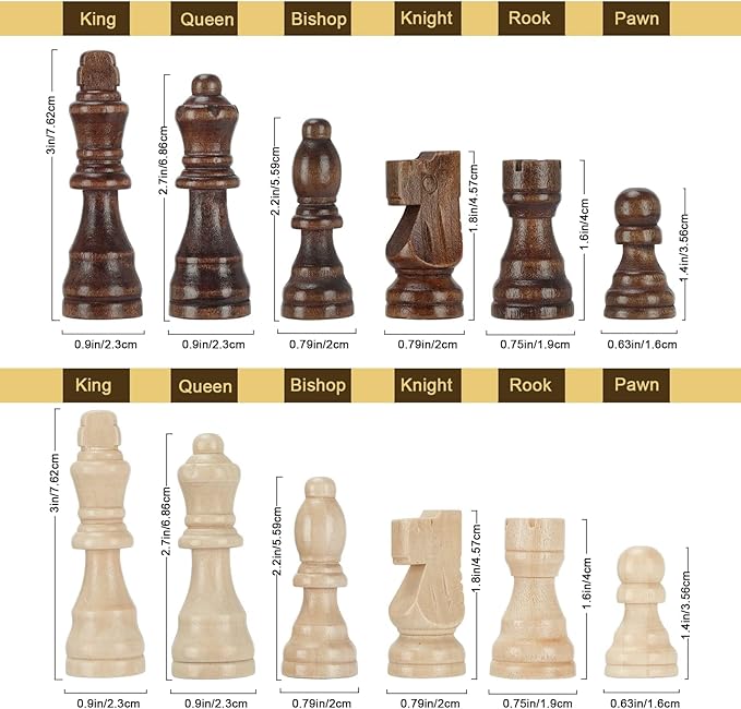 Magnetic Wooden Chess Set for Adults Kids 15'' Chess Board with Handmade Pieces Folding Portable Travel Unique Chess Sets Game for Tournament Professional Beginner