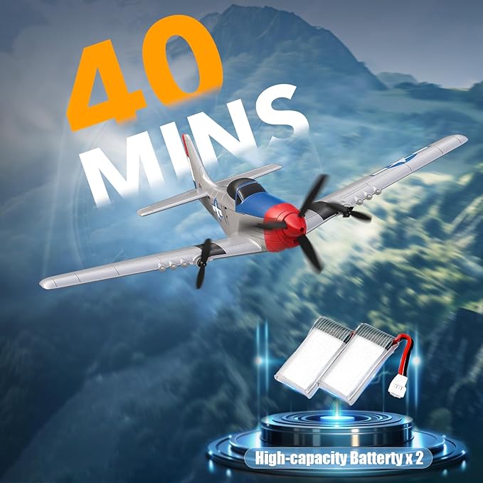 volantexrc RC Plane 3 Channel Remote Control Airplane Fighter Toys 2.4GHz 6-axis Gyro Stabilizer RTF Glider Aircraft Plane Easy to Fly for Adults Beginners (P-51D Mustang)