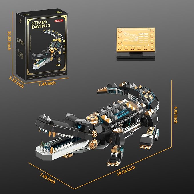 541 Piece Crocodile Building SetsSea Creatures Creative Model Building KitSTEM Dinosaur World Park Building Toy Mechanical Animal Brick SetChristmas Birthday Gifts for BoysTeens Adults