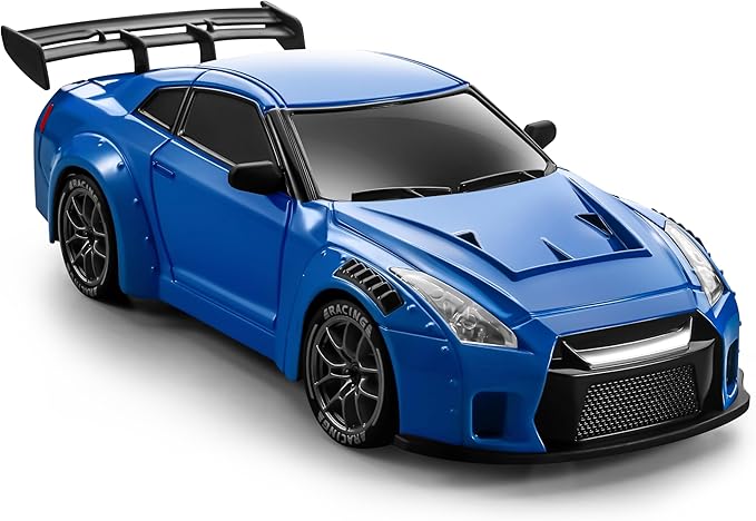 ACAMMZAR RC Drift Car Pro Upgraded with Gyro 1:24 Full Proportional Remote Control Car 25KM/H 4WD High Speed RC Cars with Lights Extra Racing Tires Vehicle for Adults Kids Boys Girls Blue