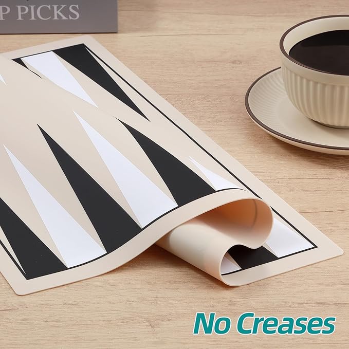 Backgammon Set Premium Silicone Backgammon Classic Board Games for 2 Players Foldable Backgammon Portable Travel Game Set with Carrying Storage Bag (Khaki)