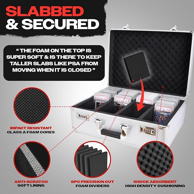 VALUN SLABPRO 160+ 4 ROW Graded Card Storage Box Durable Sports PSA Card Storage Box - Organizer Slab for Your Collection - For Baseball Football TCG MTG Cards - Top Loader Design