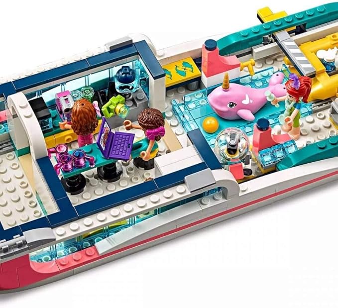 LEGO Friends Rescue Mission Boat 41381 Toy Boat Building Kit with Mini Dolls and Toy Sea Creatures Rescue Playset Includes Narwhal Figure Treasure Box and More for Creative Play (908 Pieces)