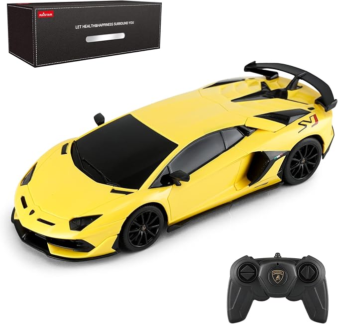 RASTAR Lamborghini Remote Control Car 1/24 RC Lamborghini Aventador SVJ RC Model Toy Car Yellow