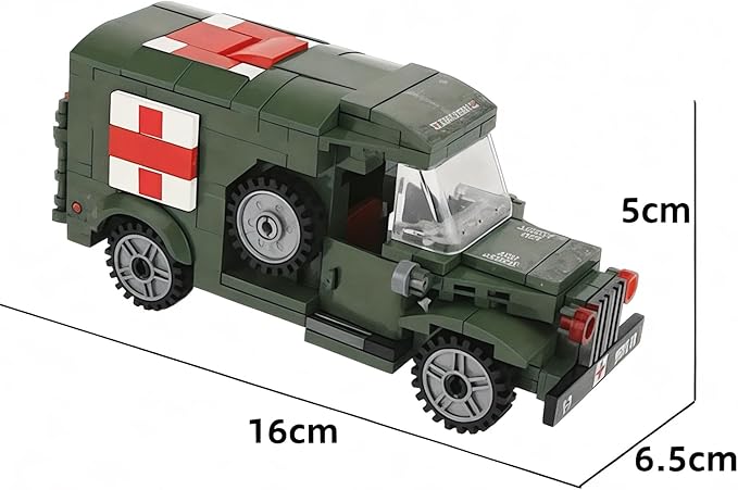 General Jim's Military Building Blocks US Army Ambulance WW2 (World War 2) Brick Building Vehicle - Military Ambulance Building Blocks Set for WWII or Brick Building Enthusiasts
