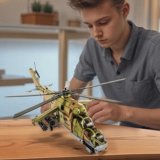 DAHONPA MI-24S Helicopter Medium Utility Military Army Airplane Building Bricks Set 850+ Pieces Air-Force Build Blocks Toy Gift for Kid and Adult