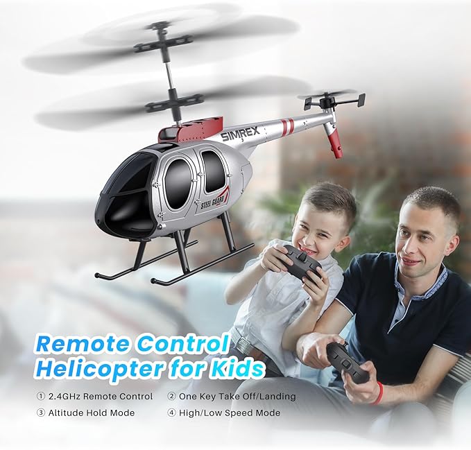 SIMREX RC HelicopterRemote Control Helicopter Toy for Kids &amp Beginners Altitude Hold 2 Speeds2 Batteries Gift for Kids Boys Girls