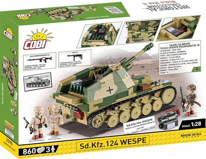 COBI Historical Collection WWII Sd.Kfz. 124 Wespe Tank Building Set 855 Pieces