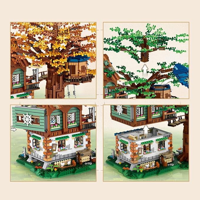 Mini Blocks Tree House Building Kit 4761PCS Idea Forest House Building Blocks Set DIY Mini Bricks Street View House Construction Model for Adult