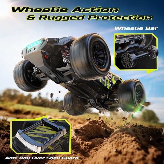 DEERC 1611 1/14 Fast Brushless RC Car for Adults 43 MPH High Speed 4x4 Off-Road RC Truck Waterproof Monster Truggy All Terrain Remote Control Drift Car for Boys 8-12 2 Batteries 3S Lipo Compatibl