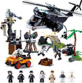 City SWAT Building Set - 7 Minifigures Helicopter Police Car &amp 830 Pieces - Compatible with Lego City Police Station - Gift for Boys &amp Girls Aged 6+