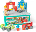 Melissa &amp Doug Blockables™ Deluxe City Snap and Play Mix and Match Connectable Wooden Building Blocks Set with Storage Bin and Play Lid (122 Pcs) Ages 2 to 7- FSC Certified