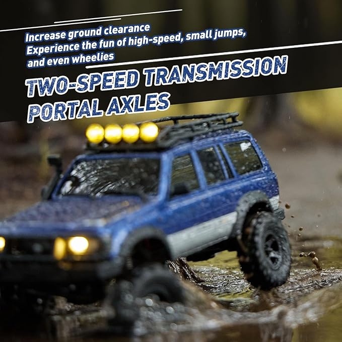 FCX18 FMS RC Crawler Toyota Cruiser 1/18 LC80 Offroad Trucks 4X4 RC Rock Crawler with Portal Axles LED Lights for Adults (Blue)