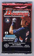 2011 Bowman Baseball Pack - 10 Cards Per Pack Including 2 Chrome Cards - Look for Rookie Cards of Bryce Harper &amp Mike Trout