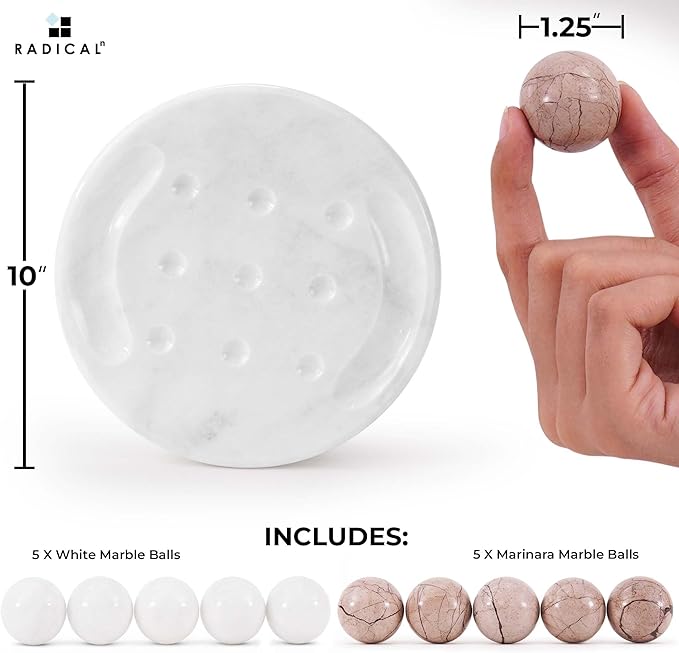 Radicaln Marble Tic Tac Toe Board Game 10 Inches White &amp Marinara Handmade Adults Brain Games for Tabletop Ideal Tic Tac Toe Strategy Board Games for Game Night