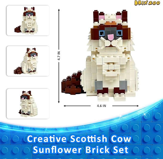 Ragdoll Cat Building Blocks Set Collectible Animal Building Toy Kids Learning &amp Educational Brick Cat Sets (Age 3+) DIY Home &amp Office Decor for Adults-Gift Ideas