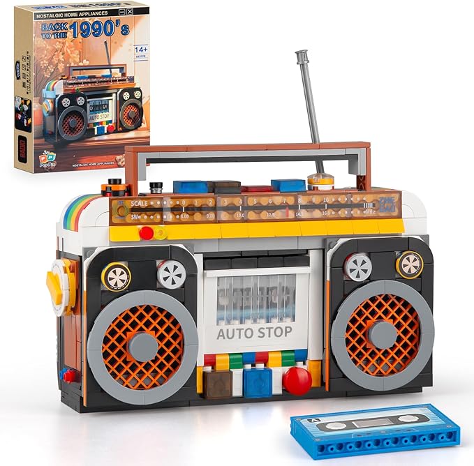 Retro Radio Classic Series Building Blocks Set Collectible Vintage Music Player Display Mini Model Kit Creative Gift Toys for Adults Teens 14+ (554 Pieces)