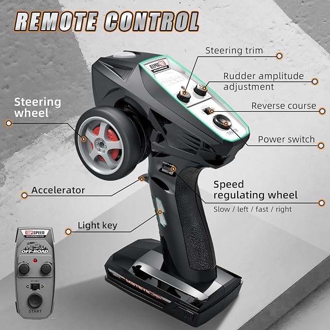 YESHIN 1:18 All Terrain RC Car for Adults 36KM/H High Speed RC Monster Truck 4X4 Waterproof Remote Control Car with Two 7.4V 1500mAh Rechargeable Batteries