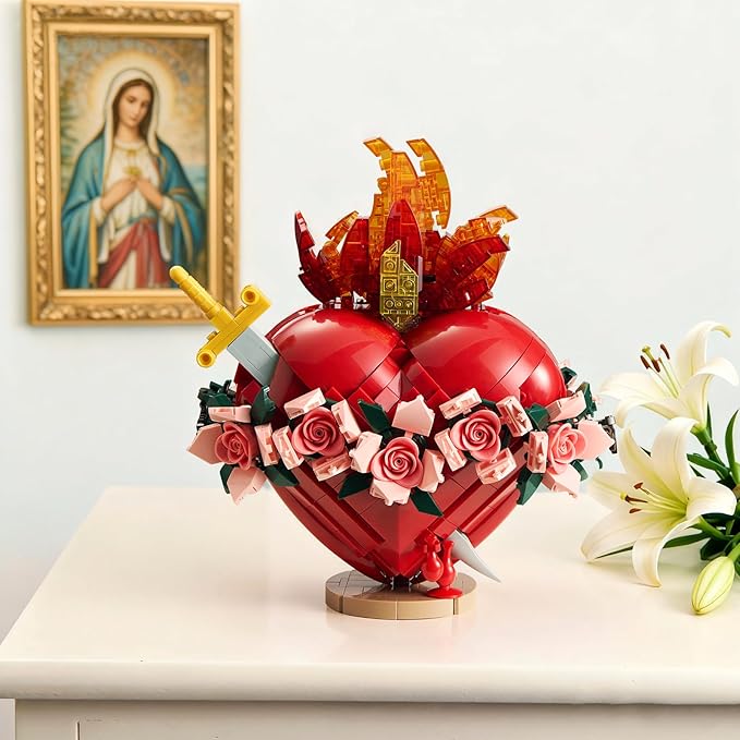 Sacred Heart of Mary Building Block Set Immaculate Sacred Heart Building Model Compatible with Lego Jesus Toy Decoration for Prayer Room Christian Easter Religious for Adults (771 PCS)