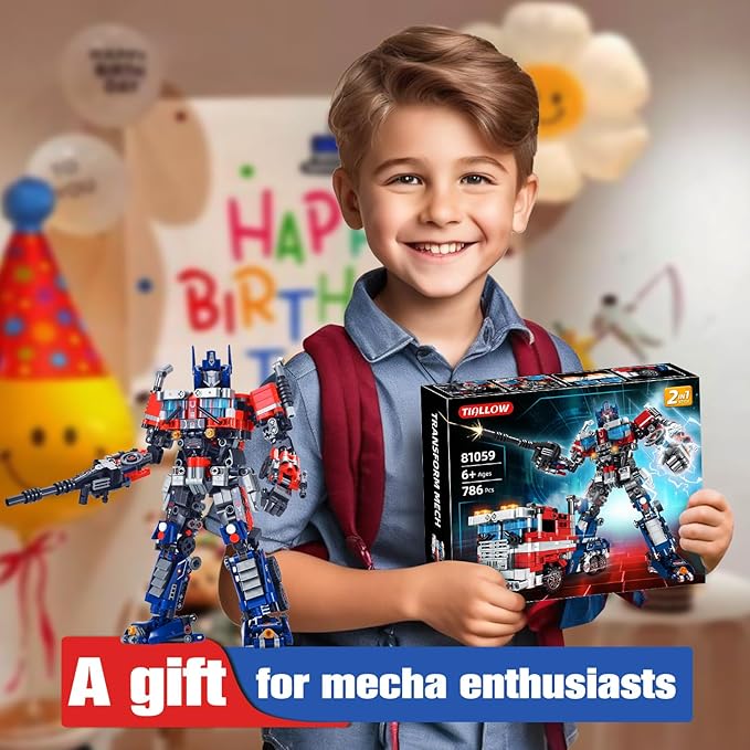 Transform Sets Robot Building Block Toys2 in 1 STEM Robotics Transforming Truck Mech Building kitCompatible with LegoChristmas Birthday Gift for Adults Boys Age 8-12 (Blue)