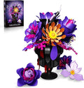 Purple Flowers Building Set Rose Bouquet Black Compatible with Lego Botanical Collection Gothic for Adults Women Home Office Decor