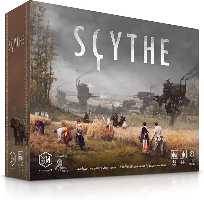 Stonemaier Games: Scythe (Base Game) by Jamey Stegmaier | an Engine-Building Area Control Strategy Board Game with Mechs Set in Dieselpunk 1920+ Europe for Adults and Family | 1-5 Players 115 Mins
