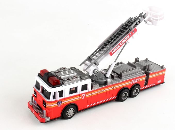 Daron FDNY Radio Control Ladder Truck – Officially Licensed Fire Department of New York RC Fire Truck Toy with Lights &amp Sounds – Extendable Swivel Ladder – Kids Ages 3+