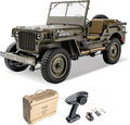 WOWRC RocHobby 1/12 1941 MB Scaler RC Jeep 4x4 Hobby Grade RTR RC Car Mini RC Rock Crawler Military 2.4Ghz RC Truck with LED Lights Battery and USB Charger for Adults