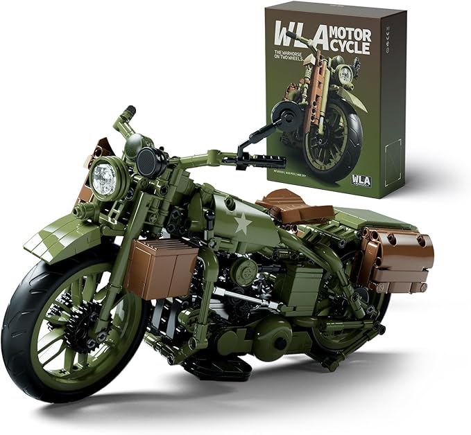 Nifeliz Motorcycle WLA Model Toy for Adults Classic Military Bike Building Set with Authentic Features Collectible Display Gift (833 PCS NF10333)