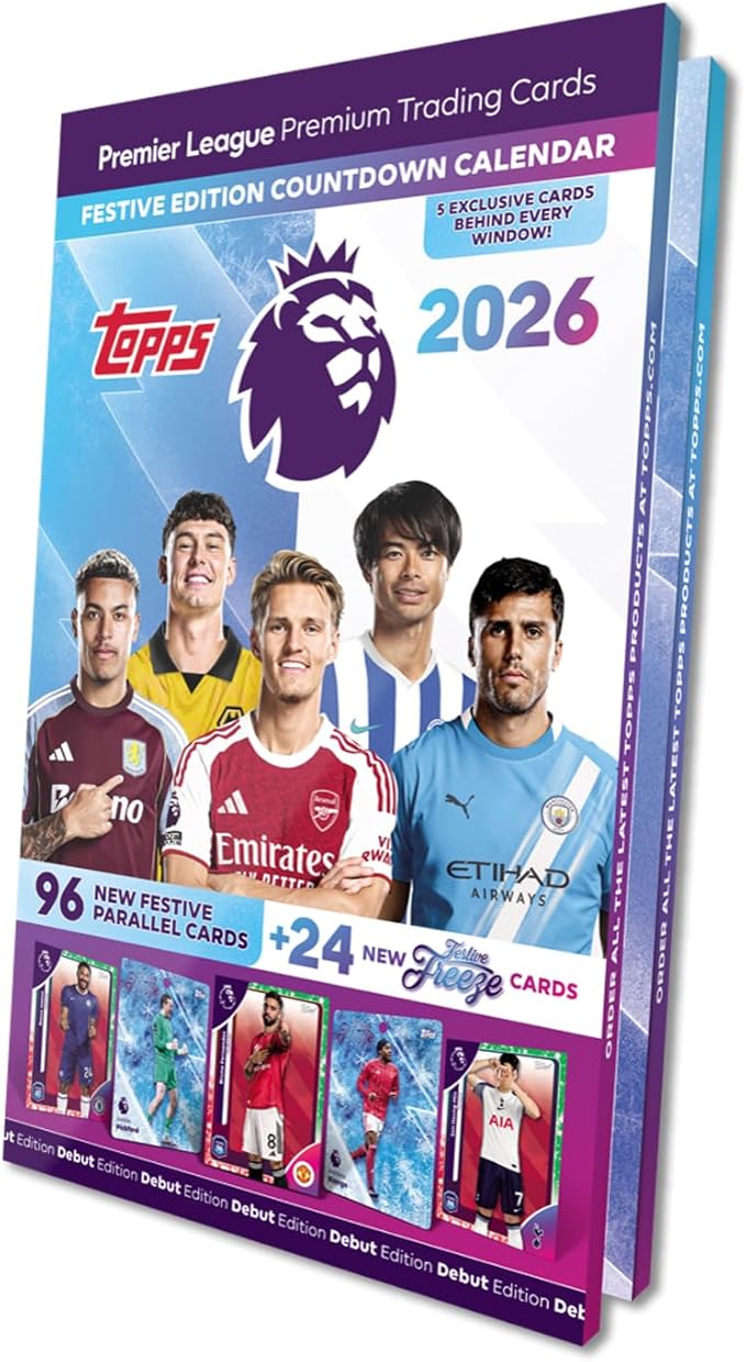 Topps Premier League 2026 - Debut Edition - Advent Calendar (96 Festive Parallel cards plus 24 Festive Freeze cards)