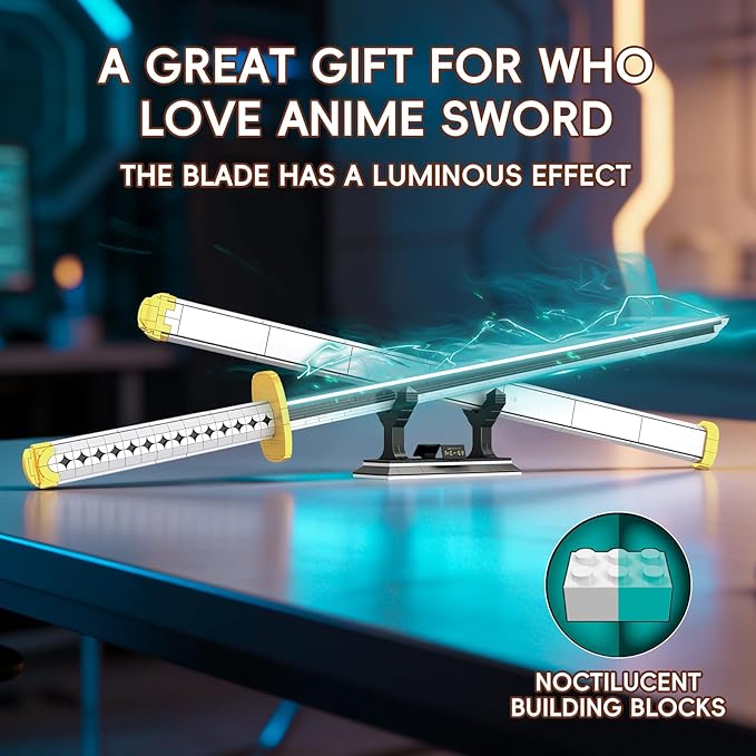 Anime Sword Building Set 806 Pieces White Katana Model with Scabbard &amp Stand 39 Inch Life Size Samurai Cosplay Prop Three-Sword Style Weapon Gift for Teens &amp Adults