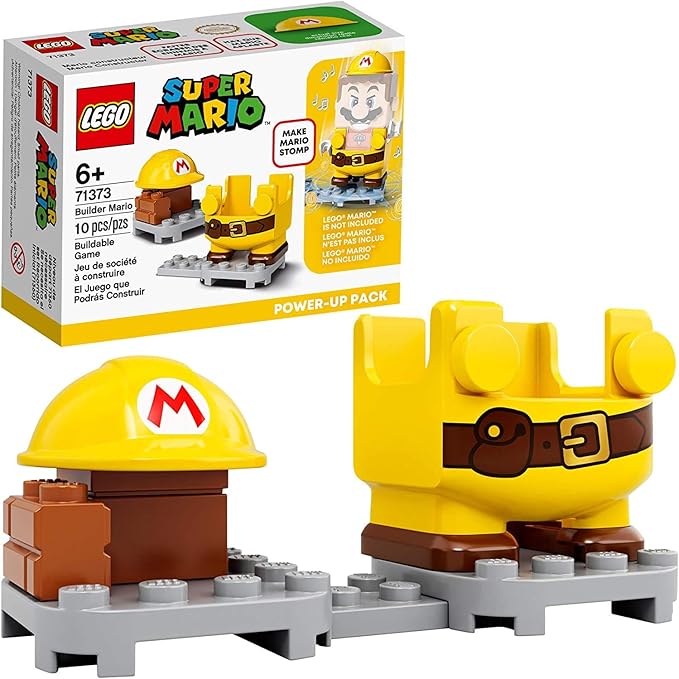LEGO Super Mario Builder Mario Power-Up Pack 71373 Building Kit Fun Gift for Kids to Power Up The Mario Figure in The Adventures with Mario Starter Course (71360) Playset (10 Pieces)