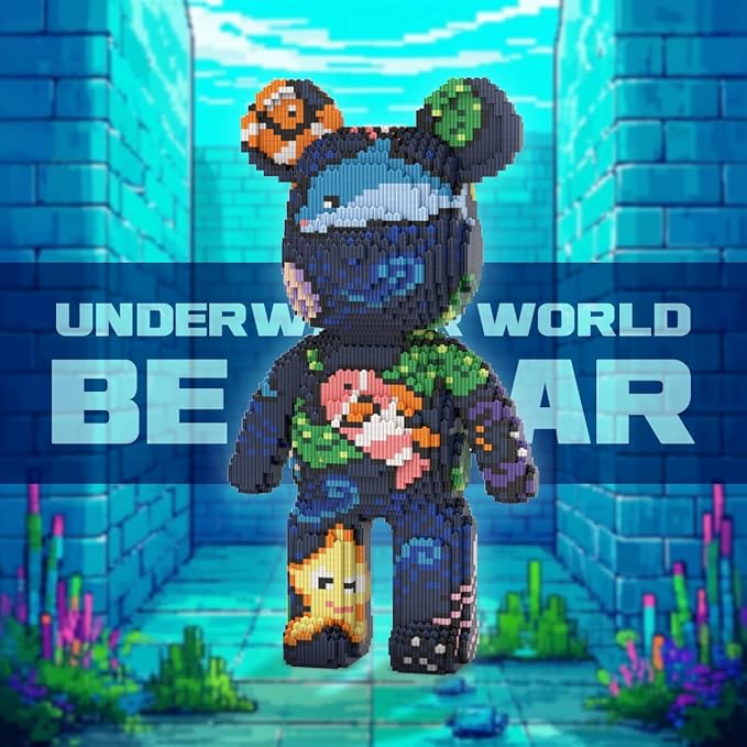 DAHONPA Ocean Bear Micro Building Blocks Set (7220 Pieces) Animal Underwater World Brick with Storage Drawer Gift for Adults and Kids