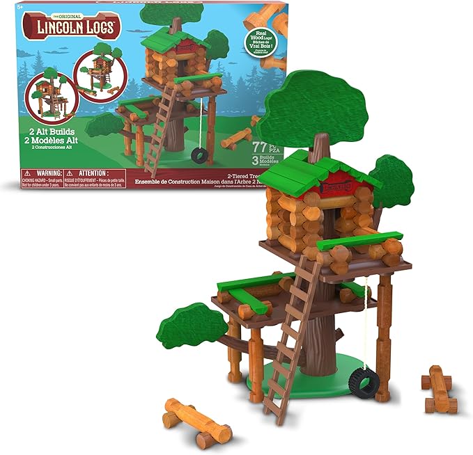 Lincoln Logs 2 Tiered Tree House Building Set Educational Toy Gift for Kids Girls and Boys STEM Retro Classic Toy
