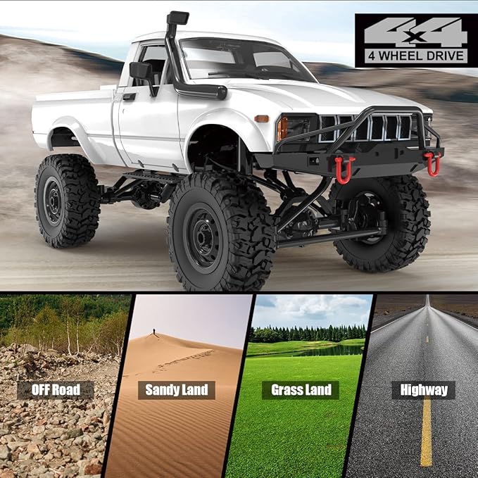 Mostop RC Crawler 1/16 Scale 4WD Offroad Rock Crawler Climbing Vehicle RC Truck Toys C24-1 Throttle &amp Steering Control Pickup Truck 2.4Ghz Remote Control Children RC Car for Kids