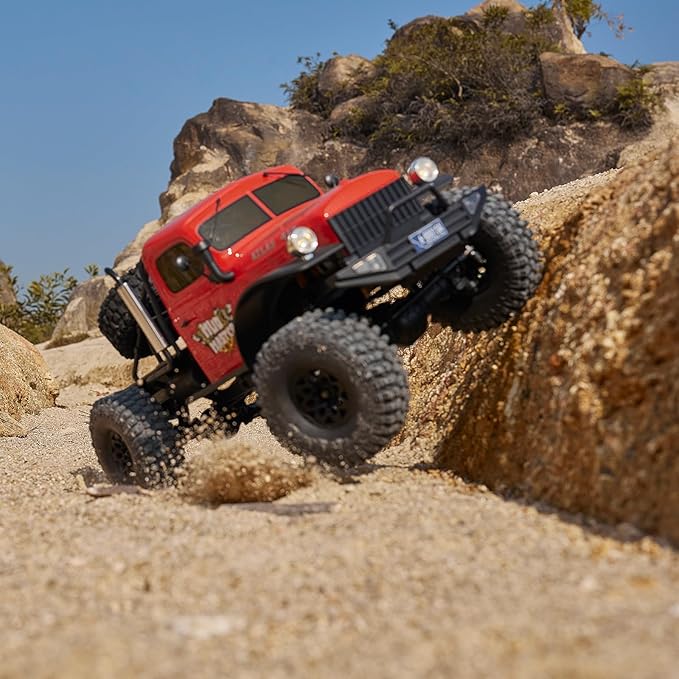 EAZYRC FMS Rochobby 1/10 Atlas Ready Set RC Crawler RC Truck 4X4 with Lighting 2.4GHz RadioBall Bearing Metal-Gear Full4 Link SuspensionRapid Separation Car Body for Adult (Orange)