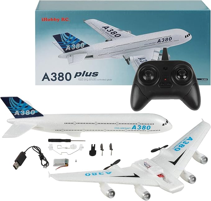 Remote Control RC Airplane Ready to Fly 2.4GHz – Airbus A380 Model 2-Channel Beginner RC Plane Toy for Kids &amp Adults with Gyro Foam Durable &amp Easy Fly
