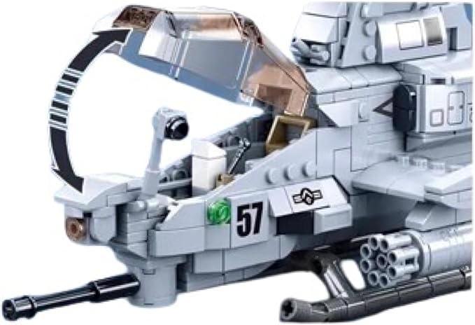 General Jim’s AH-1Z Viper Attack Helicopter Building Set – 482 Pieces Highly Detailed Military Aircraft Model with Dual Cockpit and Rotating Cannon