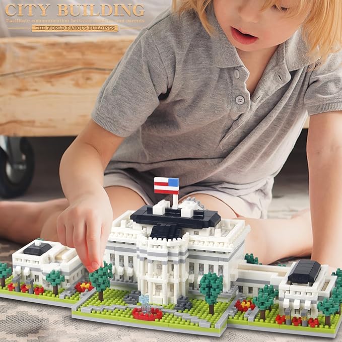 2000+PCS White House Architecture Micro mini Building Blocks SetsCreative Ideals Palace Decoration Collection Perfect Present for 14+ Boys Girls or Adults